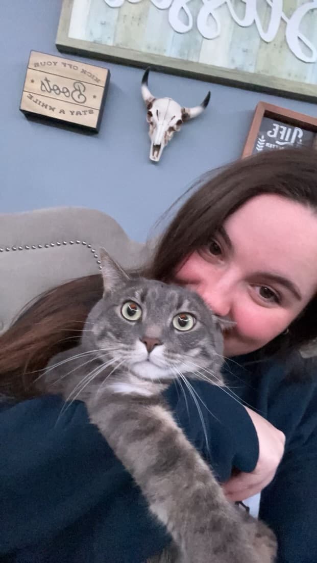 Avery with Cat on Couch